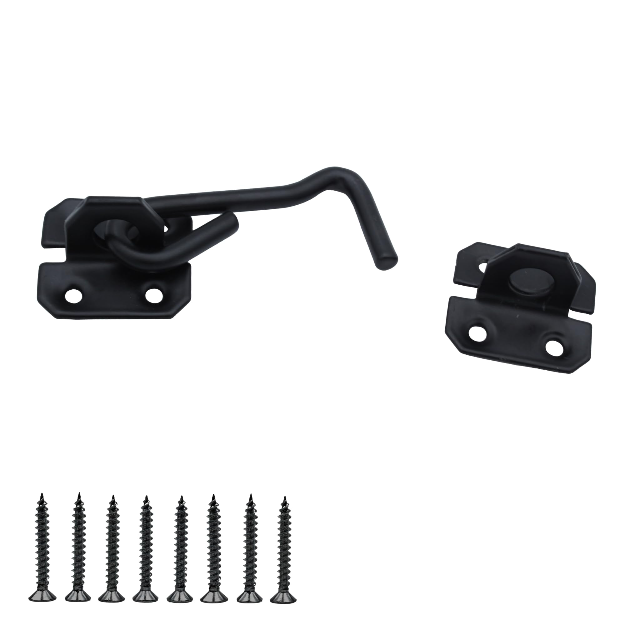 Keypak Wire Cabin Hook Traditional Style Door Gate Security Hardware Window Locks & Latches Finish and Installation Kit (Black, (L)75mm)