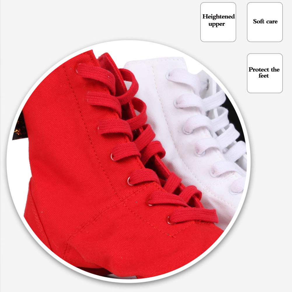Lienzo Jazz Dance botas, zapatos de suela blanda Deportes Fitness, zapatos de baile, ligero, cómodo y zapatos de cordones de ejercicio duraderos