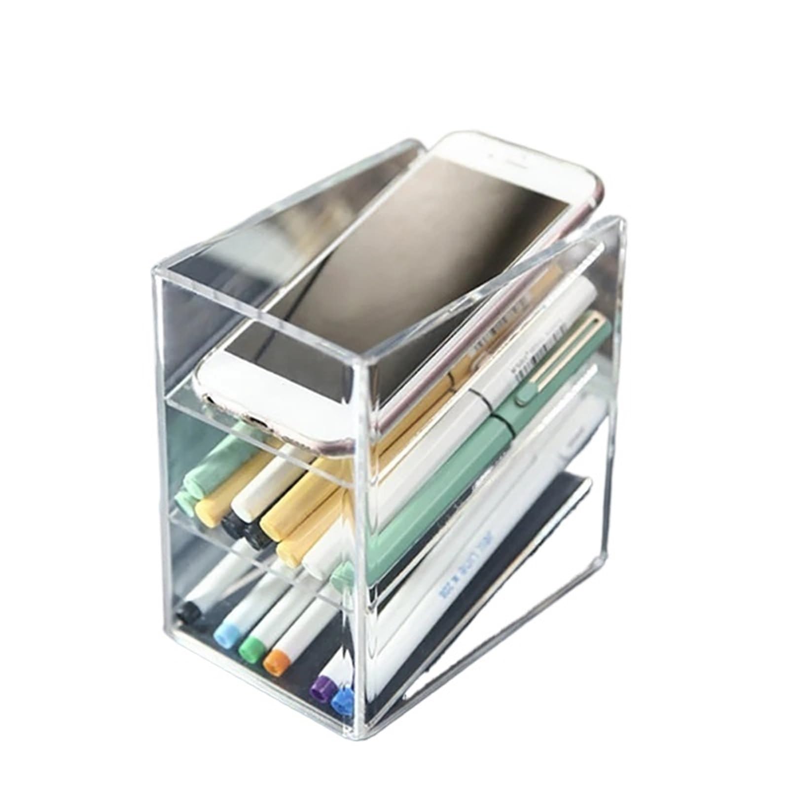 WEOKDFHA Clear Pencil Holder Creative 3-layer Clear Pen Holder Transparent Cup Desktop Inclined Holders for Home Office