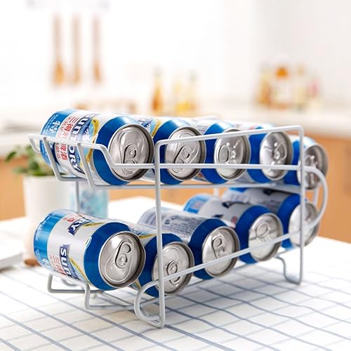 Miniatura 2 de Mural Art Estante organizador de bebidas para latas de cerveza de soda que ahorra espacio, estante de hierro resistente de doble capa para