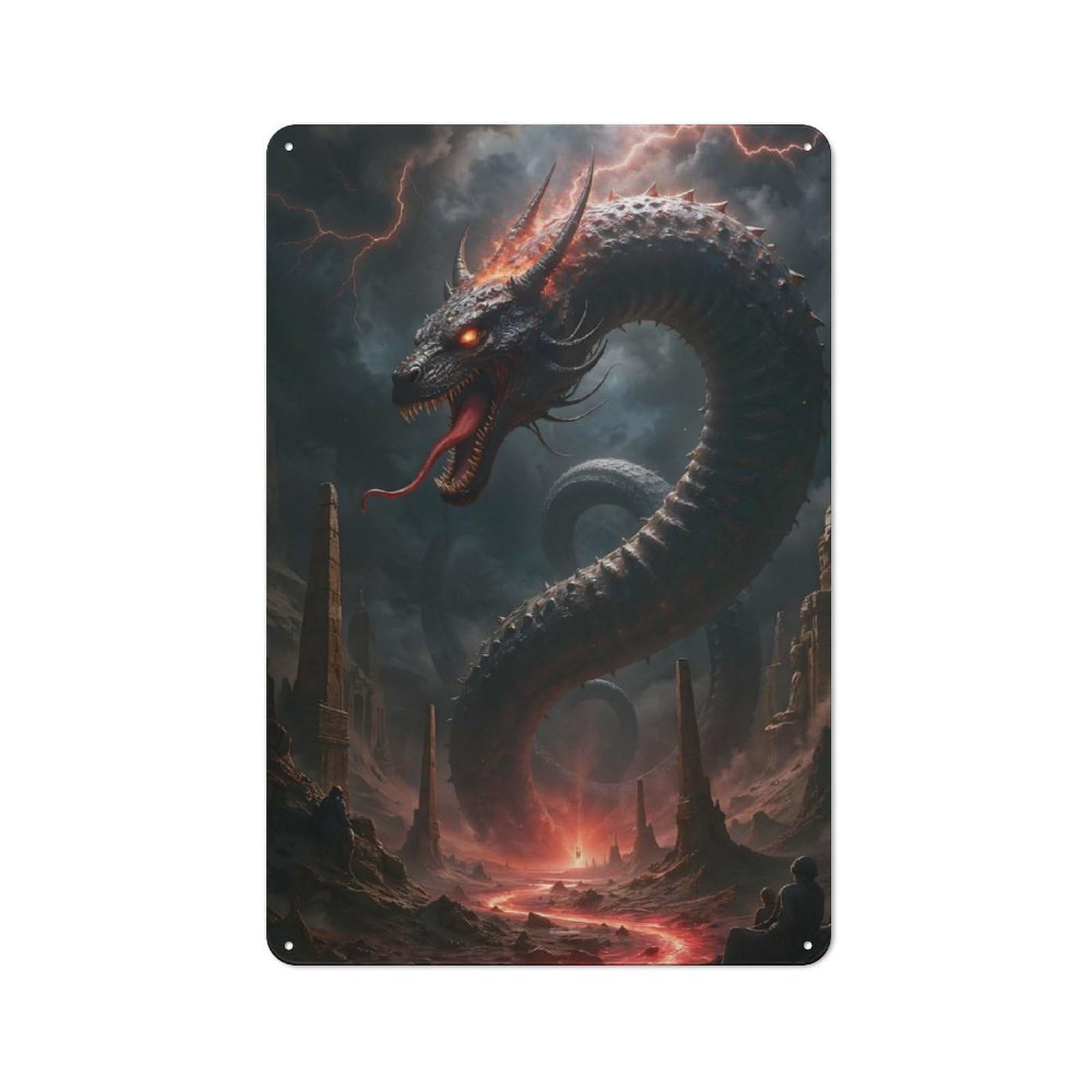 Junmoney Dragon In A Stormy Landscape Tin Sign 30X20cm With For Workshop Wall, Retro Decor, For Vintage Wall Decor Fans, For Garage And Workshop Walls