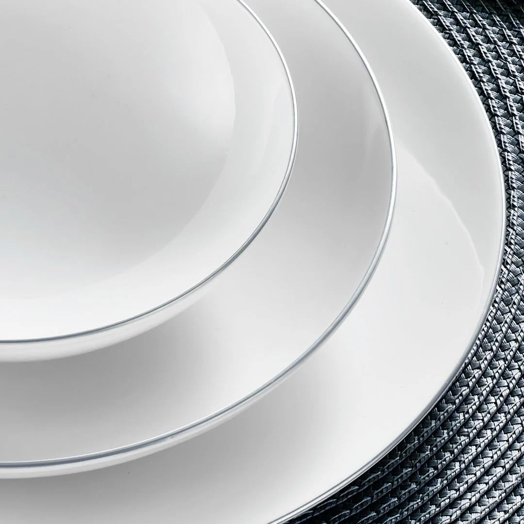 Vajilla Güral Porselen Atina Dinner Plata - 18 Piezas para 6 Personas – Vajilla Completa de Porcelana Blanca