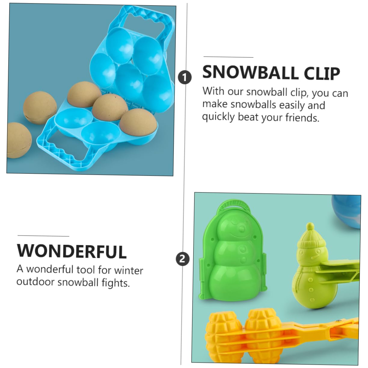 JOINPAYA 3Pcs Clip Plastic Making Tool for Outdoor Winter Fun Interactive Parent Random Color Fights and Playtime Random Color