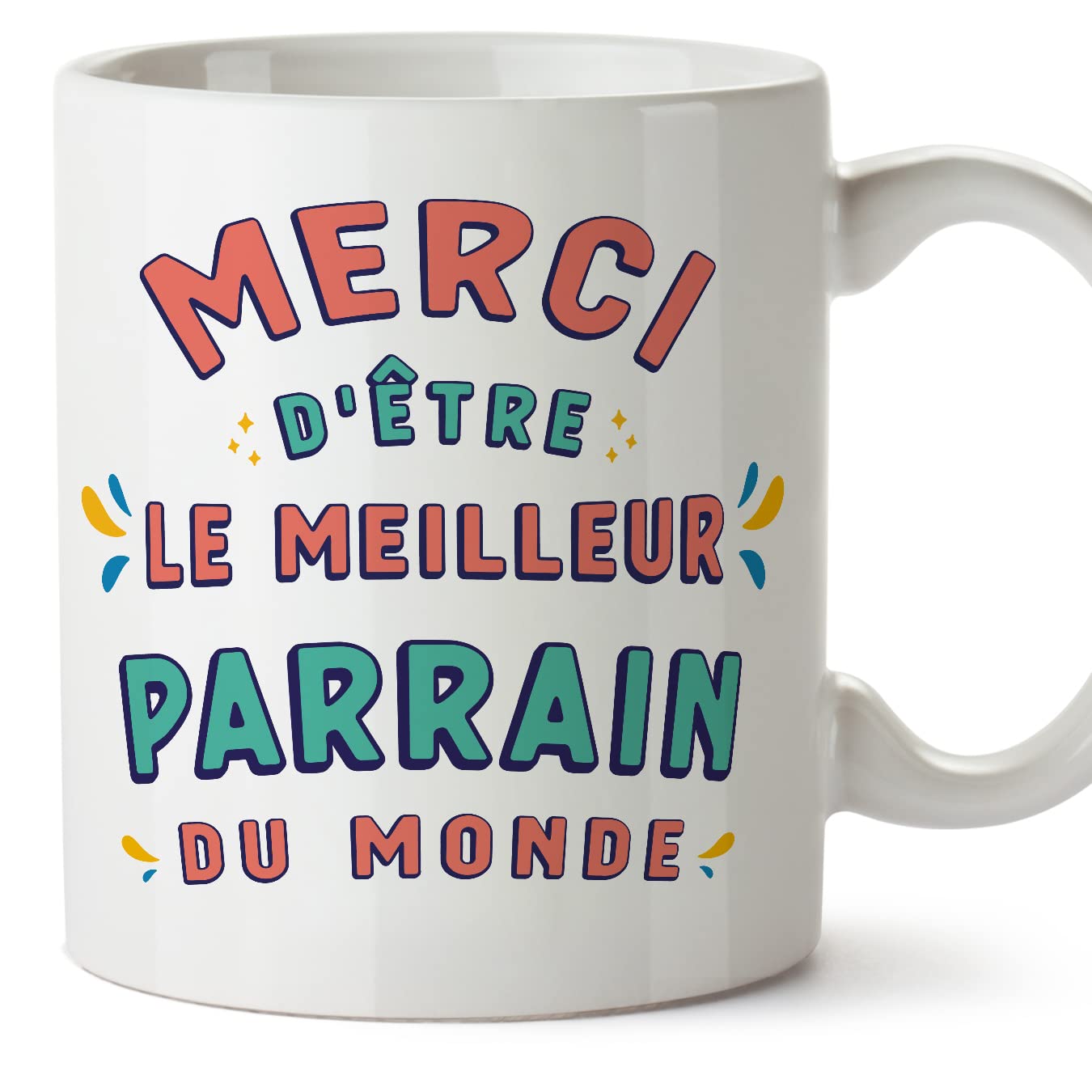 MUGFFINS Godfather Mug - in French - Merci d'être le Meilleur - Funny Gift - Ceramic 11oz Mug