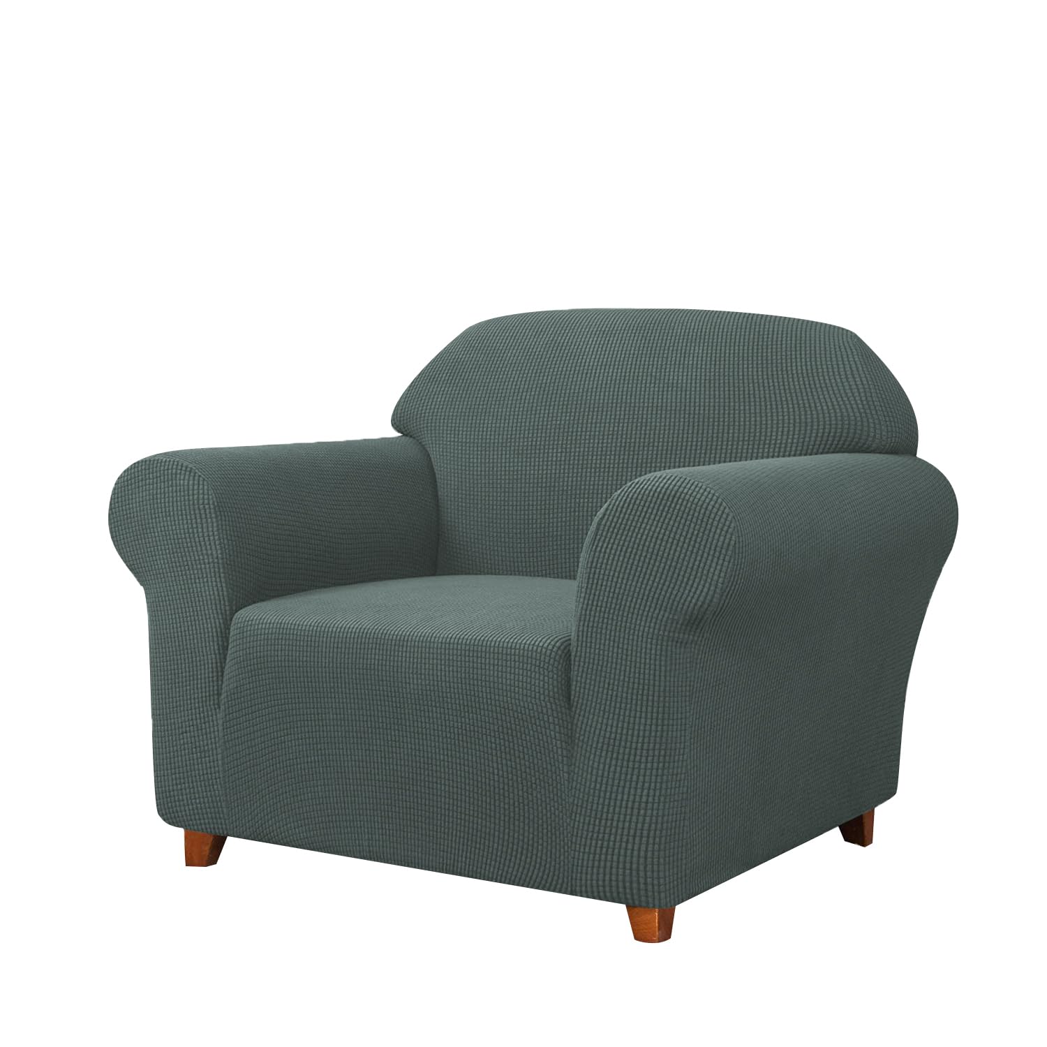 SAMSTEX Stylish 1 Seater Sofa Cover Stretch 1-Piece High Stretch Armchair Cover Machine Washable Non Slip Sofa Slipcovers Thick Soft Armchair Sofa Protector (1 Seater, Olive Green)