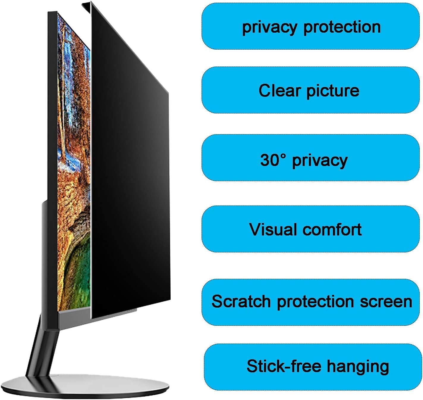 TBLOTYD Computer Privacy Screen Filter, Computer Screen Security Filter, Blue Light Reduction Widescreen Protective Film, Hanging Mount, 17-32 Inch,21.5in