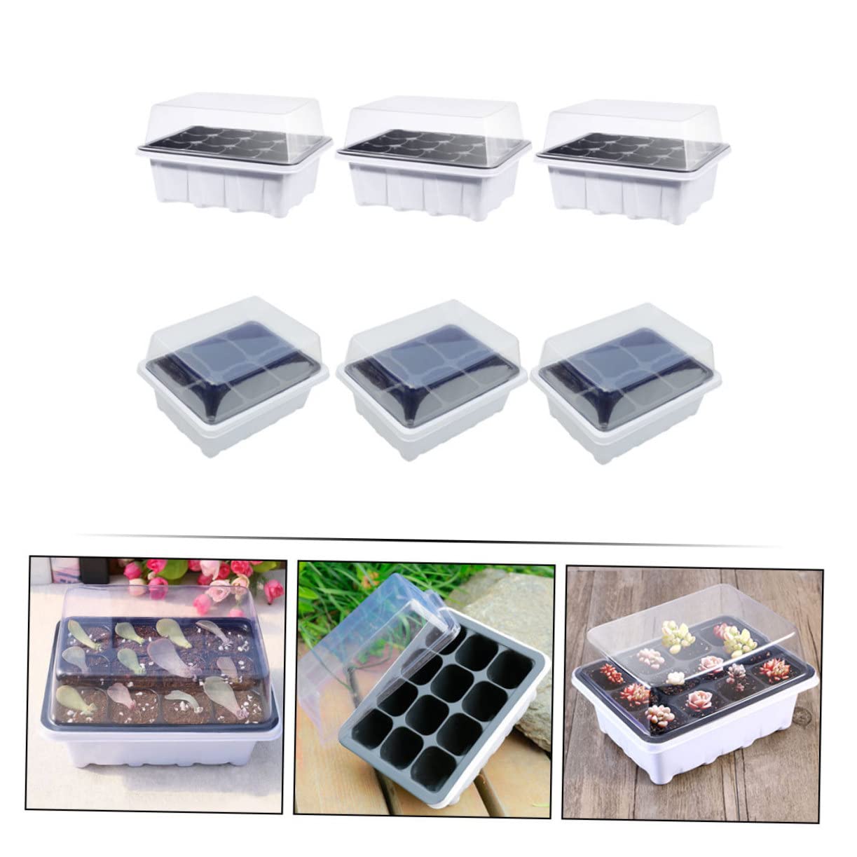 Kisangel 2 Set Vassoi per Germinazione Piante Vassoi per Avviamento Piante Celle per Sementi per Terrazzi 6 Pezzi*2