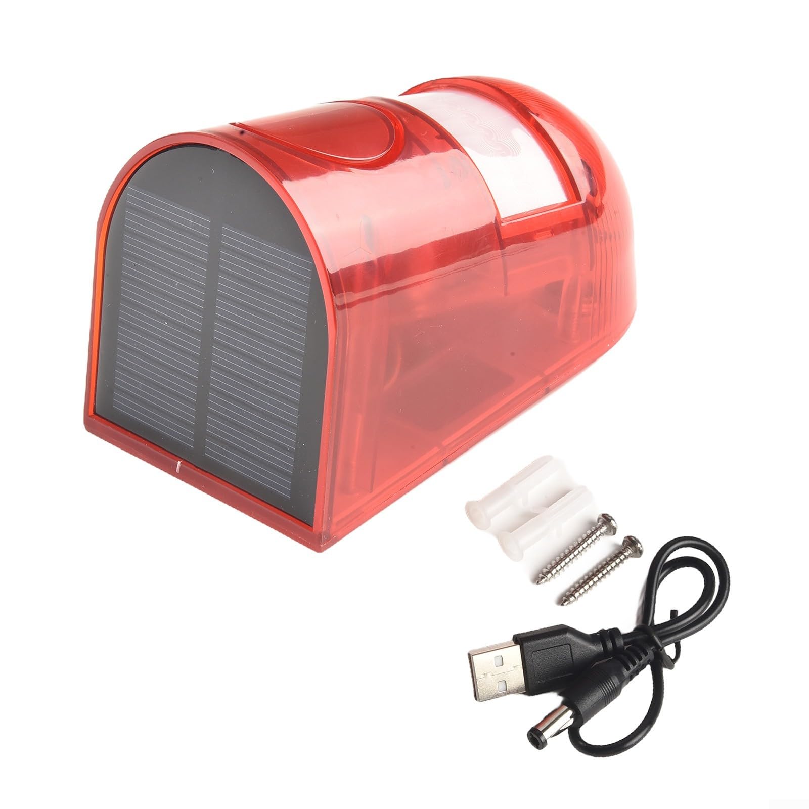 Luz solar de seguridad con alarma de sensor de movimiento, diseño resistente a la intemperie IP65, 6 luces LED intermitentes, sirena fuerte de 110 dB, funciona con energía solar para uso en