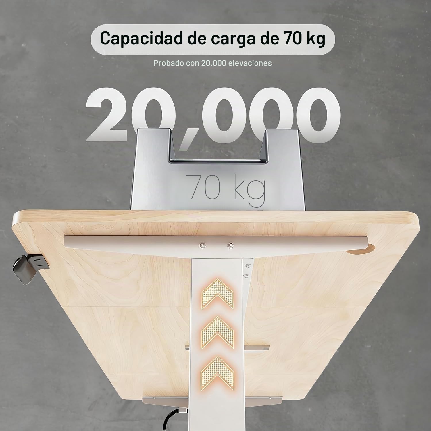 DevokoEscritorio de altura regulable eléctrica, 160 x 70 cm, bandeja para cables, estabilidad de pie, 2 funciones