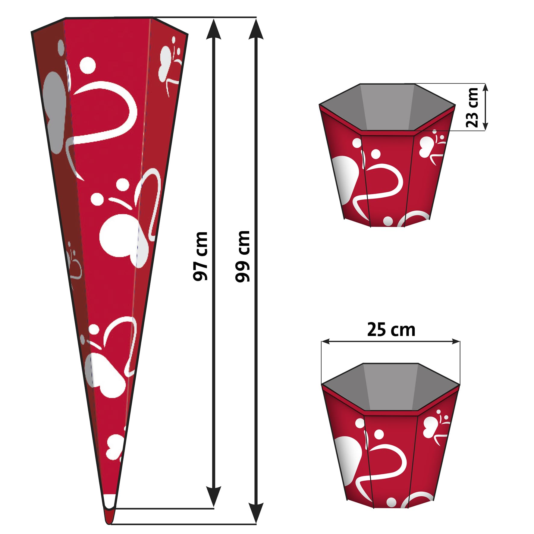 ROTH Motiv-Schultüte „Block Game“ 100 cm groß, 6-eckig, mit Tüllverschluss Spitze, XXL Zuckertüte zum Schulanfang
