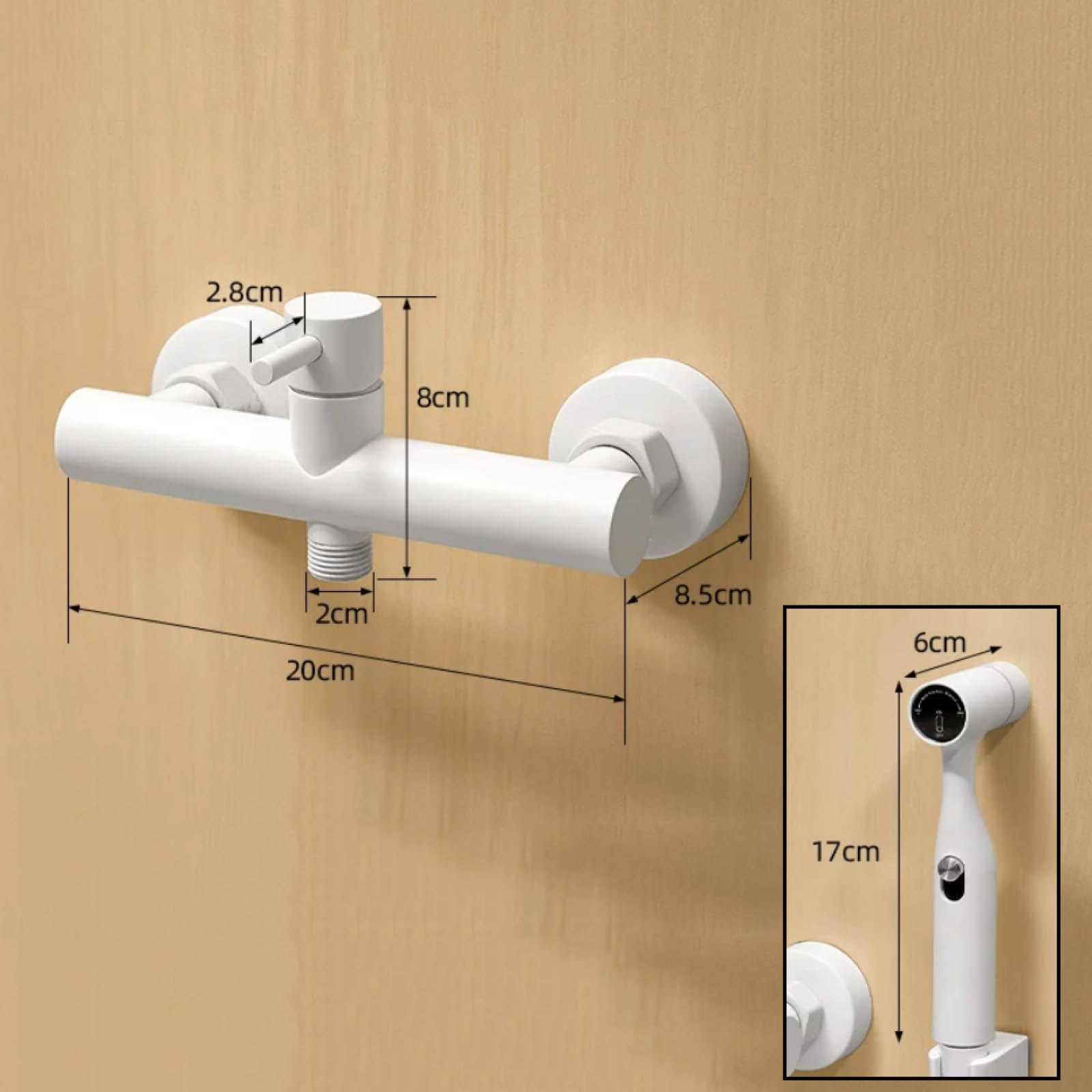 Hand Held Bidet Sprayer Grifo WC Higienico Mezclador De Agua Fría Y Caliente Soporte Ajustable De 30° Montado En La Pared Latón,Gris Pistola