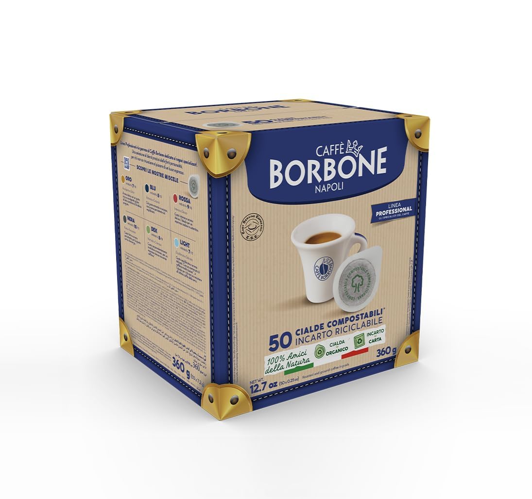 Caffè Borbone Gold Coffee Blend Compostable Pod — 50 x 44mm Paper Pods of Rich, Full-Bodied ESE Coffee Pods - Compostable Capsules Compatible with ESE and Pump Espresso Systems