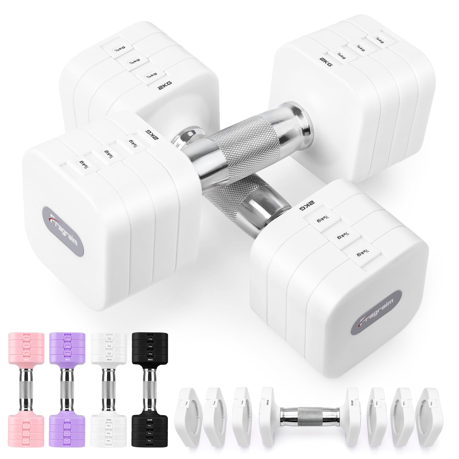 Fragraim 5 KG x 2 Verstellbar Hanteln Set für Frauen Männer Handgewichte Sets Kurzhanteln Verstellbar für Heimfitnessstudio Training Krafttraining Geräte