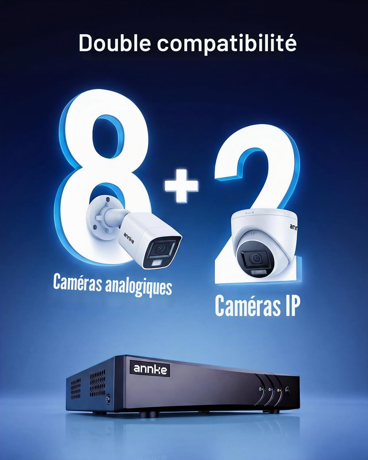 ANNKE 3K/5MP Lite 8 Kanal CCTV DVR Recorder mit 1TB Festplatte | Person- und Fahrzeugerkennung, Enregistrement 24h/24, 5 in 1 Überwachungssystem DVR Recorder für 8 Analoge und 2 IP Kameras