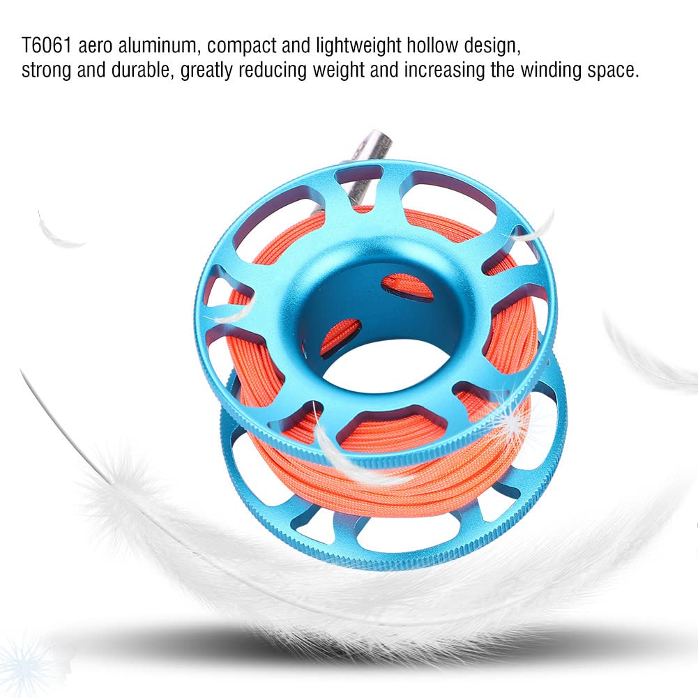 Tauch Fingerspule, Aviation Aluminium Finger Reel Tauchen Scuba Diving Tauchspule Clip Scubaing Spool mit 15m Schnur(Königsblau)