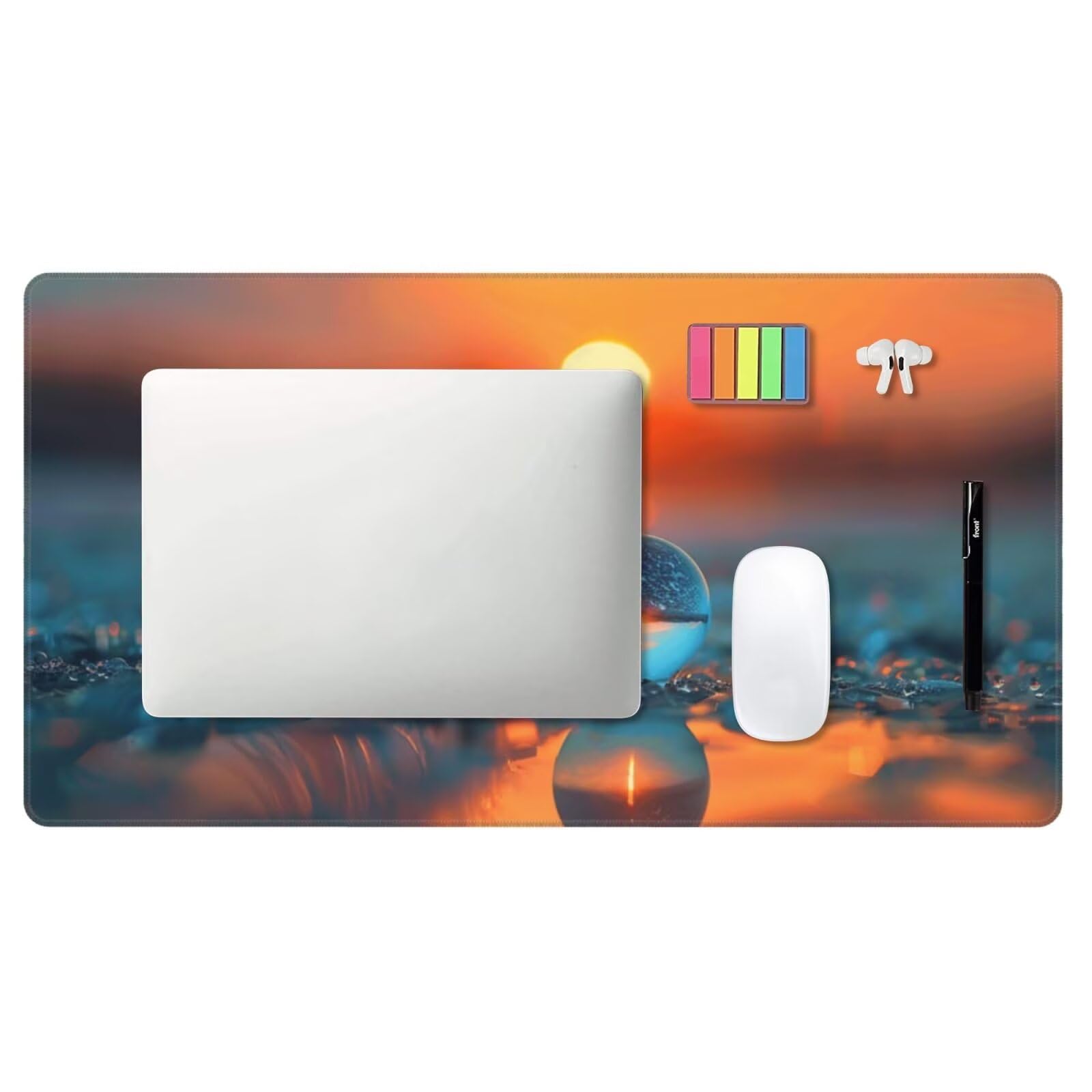 Alfombrilla de Ratón Gaming Grande XXL 1200x600x4mm con Bordes Cosidos, Tela de Micro Tejido, Base de Goma Antideslizante y Mouse Pad, para Teclado Jugadores Escritorio PC, Oficina Sol de Plumas Y6063