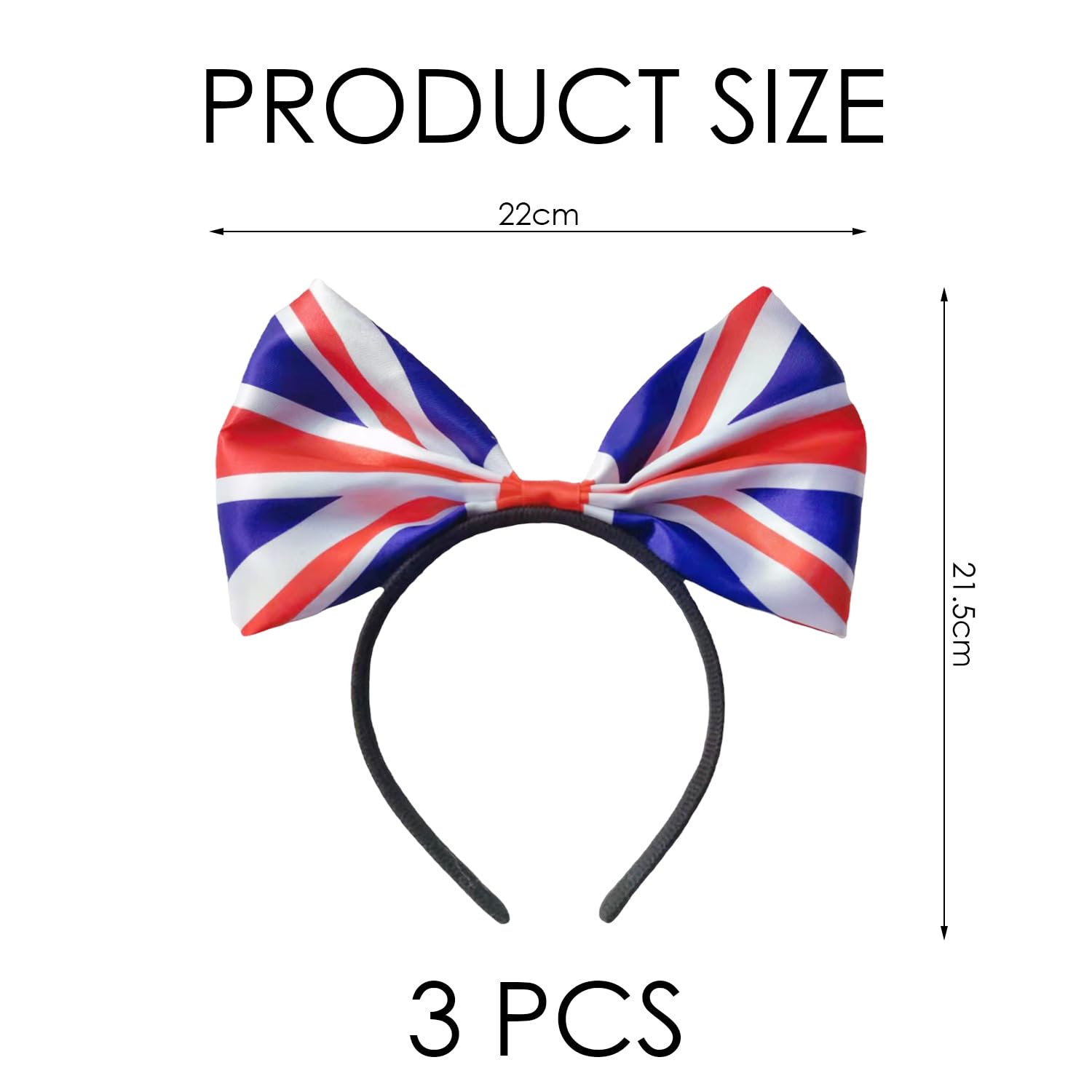 3 Pieces Of British Flag Headband, Bow Headband, Sports Meet Support Accessories, Celebration Decorative Headband - Image 2