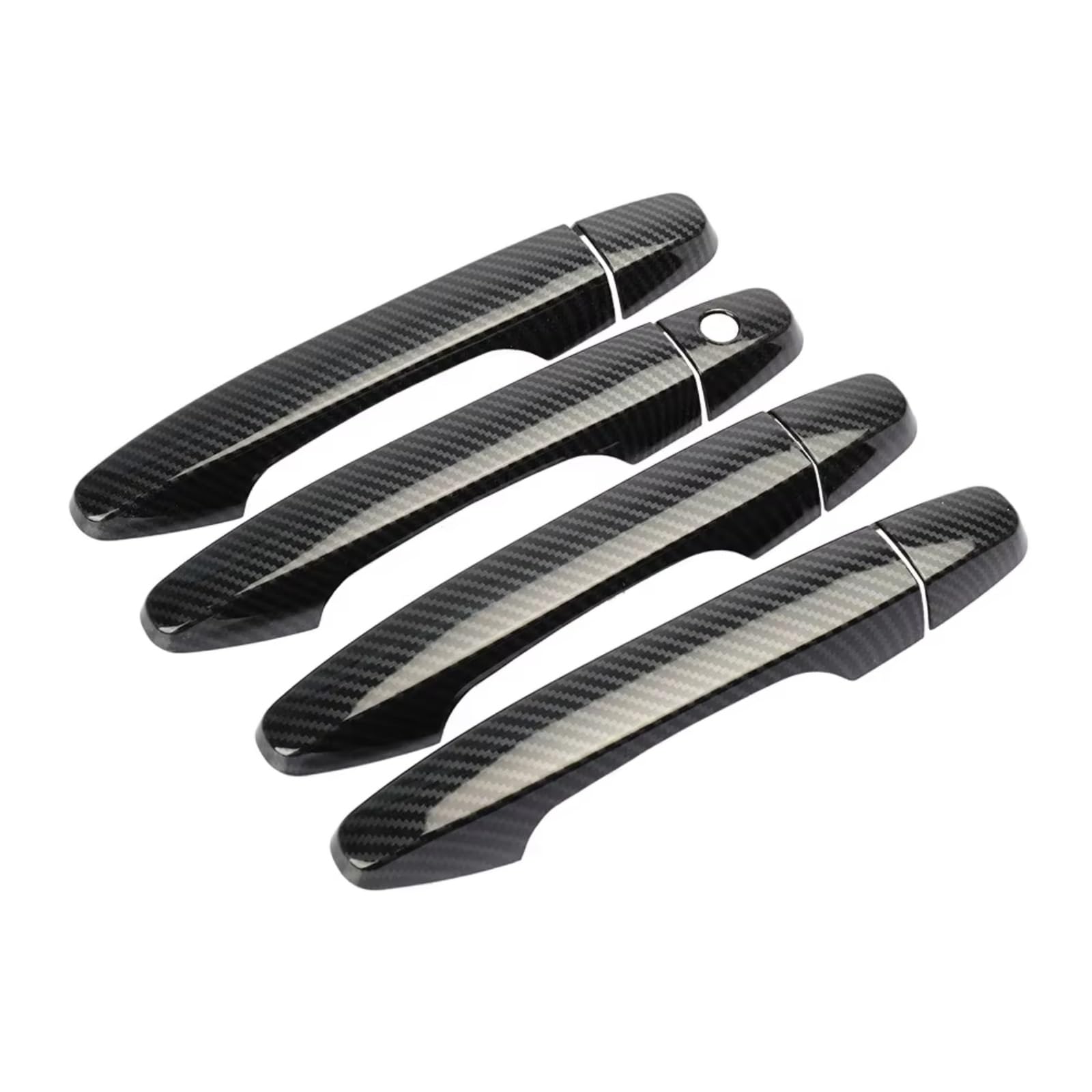 JJRFVBGT Door Handle Trim Compatible with Civic 9th Generation 2012 2013 2014 2015 ABS Carbon Fiber Style Black Moulding with Keyless Car Exterior Door Handle Cover