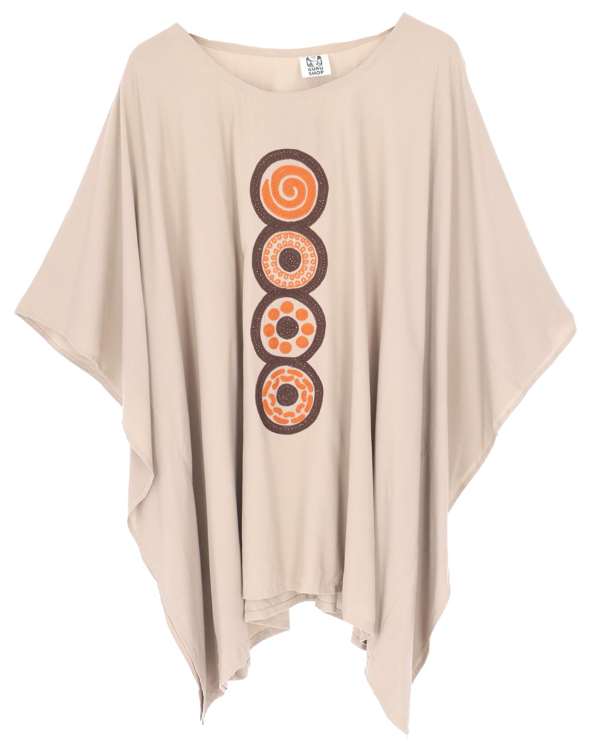 GURU SHOP Haftowana sukienka hipisowska ponczo, minisowska tunika, kaftan, sukienka plażowa, rozmiar maxi, damska, szara, syntetyczna, rozmiar: jeden rozmiar