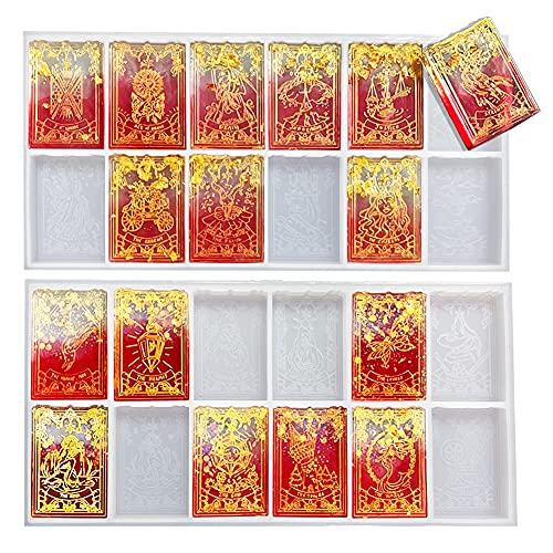 Tarot Card Epoxy Resin Molds 2 Pcs DIY Resin Craft,Tarot Card Silicone Casting Mold for Pendant,Keychain,Resin Jewelry,Tarot Card Game Molds - 24 Cavities