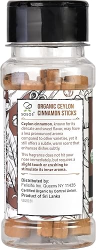 Miniatura 3 de Soeos Palitos de canela de Ceilán orgánica, canela, canela molida, palitos de canela, 100% crudos, sin OMG, certificado Kosher, condimento de canela