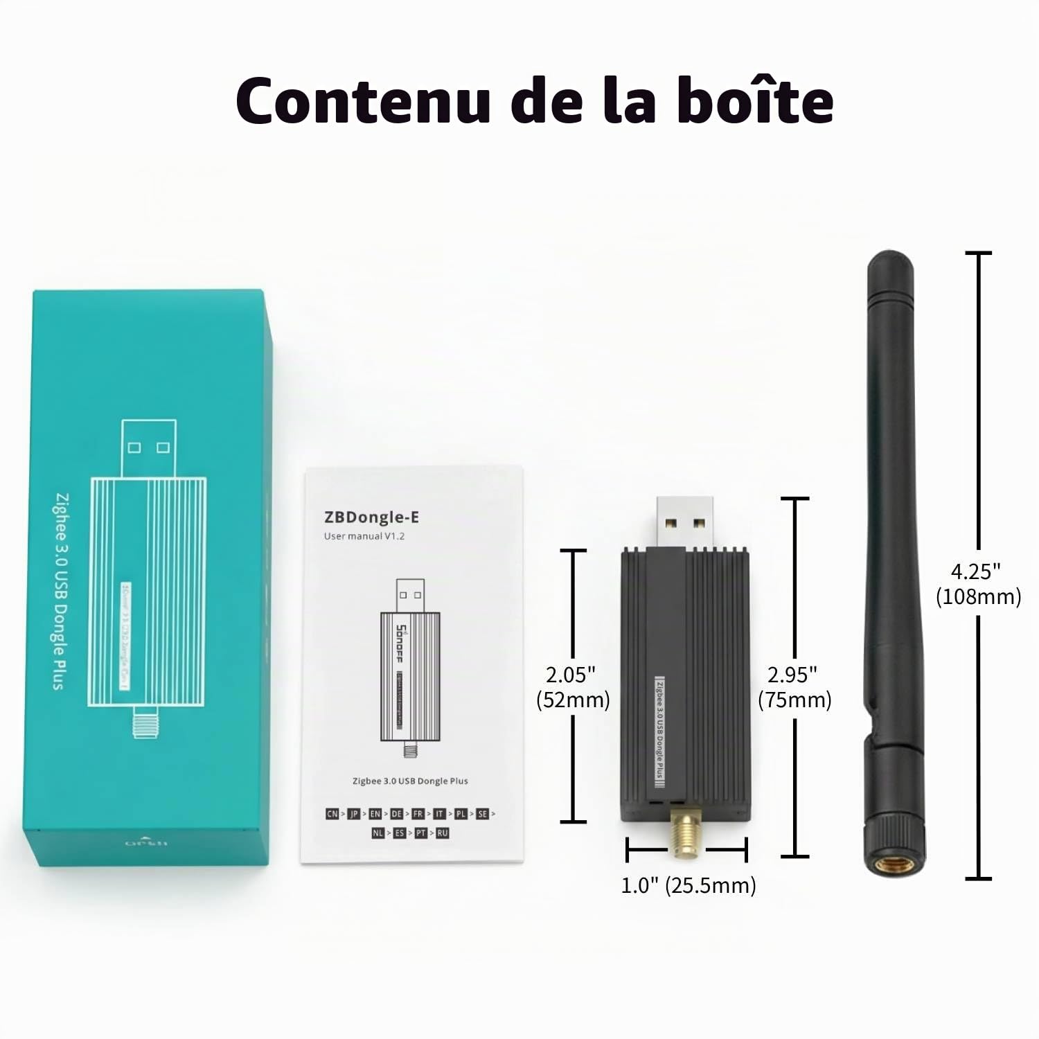 Zigbee 3.0 Dongle USB Plus-E, passerelle universelle pour Home Assistant, Zigbee2MQTT, openHAB, ZHA Coordinator Hub, puce EFR32MG21, ZBDongle-E pour contrôle local domotique intelligente, remplace les