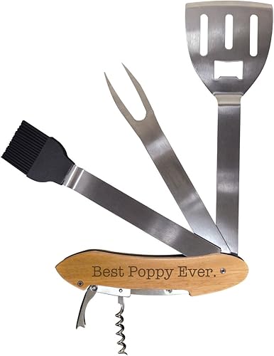 ThisWear Regalo de cumpleaños para el abuelo Best Poppy Ever BBQ Grill Multi Tool Barbacoa Espátula Accesorios