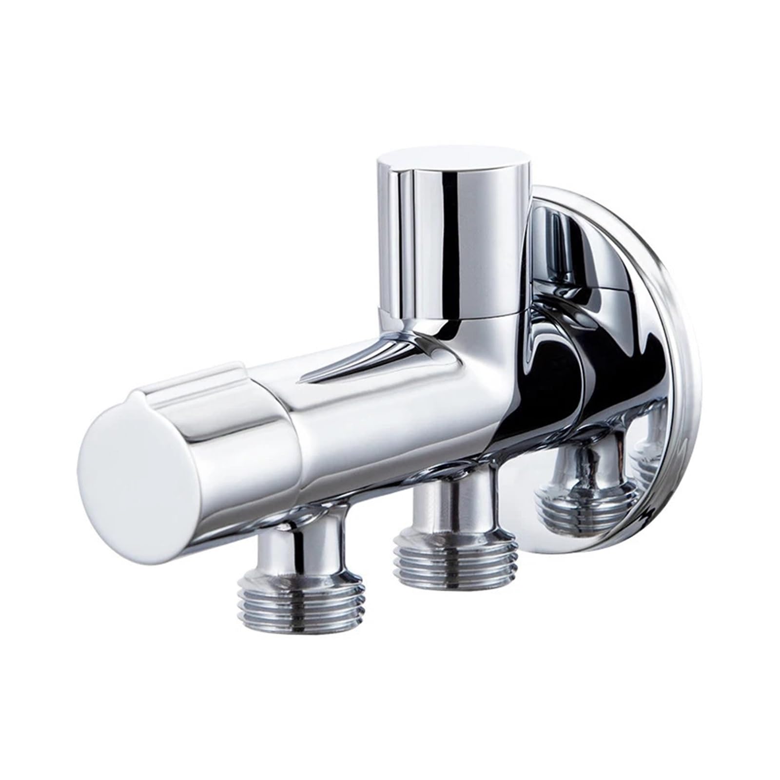 tap Angle Valve, All-Copper Triangle Valve One Inlet and Two Outlets Double Water Control Angle Toilet Switch Faucet