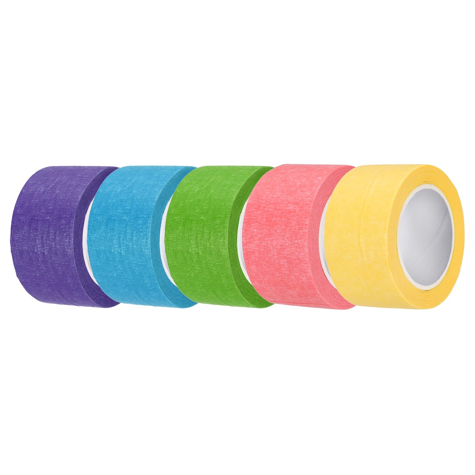 sourcing map 5pcs 30mm x 10 Meters Colored Masking Tape Universal Crepe Paper Colorful Masking Painter Tape for Art Drawing DIY Handcraft Sealing, Blue Green Pink Yellow Purple — image 1