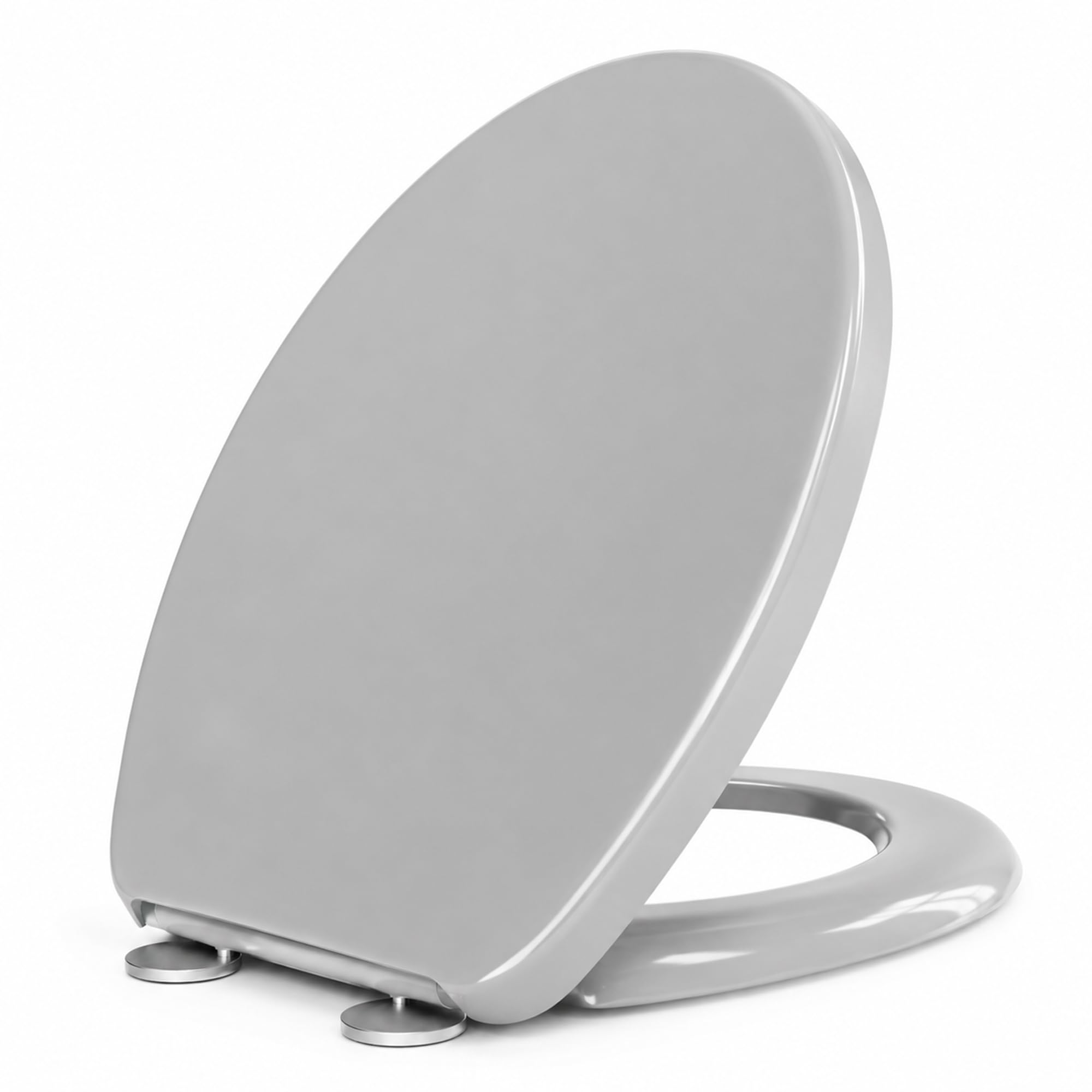 Vivo Technologies Grey Toilet Seat Soft Close, Soft Close Toilet Seat With Quick Release For Easy Clean, Standard Loo Toilet Seats O Shape, Simple Top Fixing, Universal Toilet Seat,