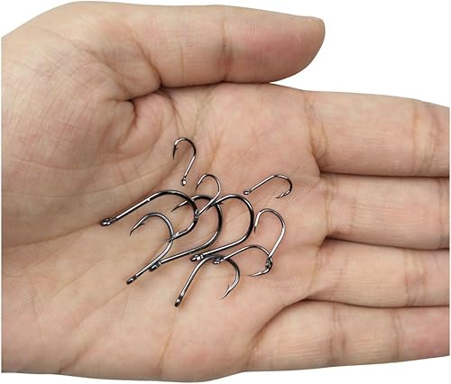 Miniatura 4 de 300pcs pequeños anzuelos de pesca negro alto carbono ganchos de pesca Set 6 tamaños con una caja de plástico