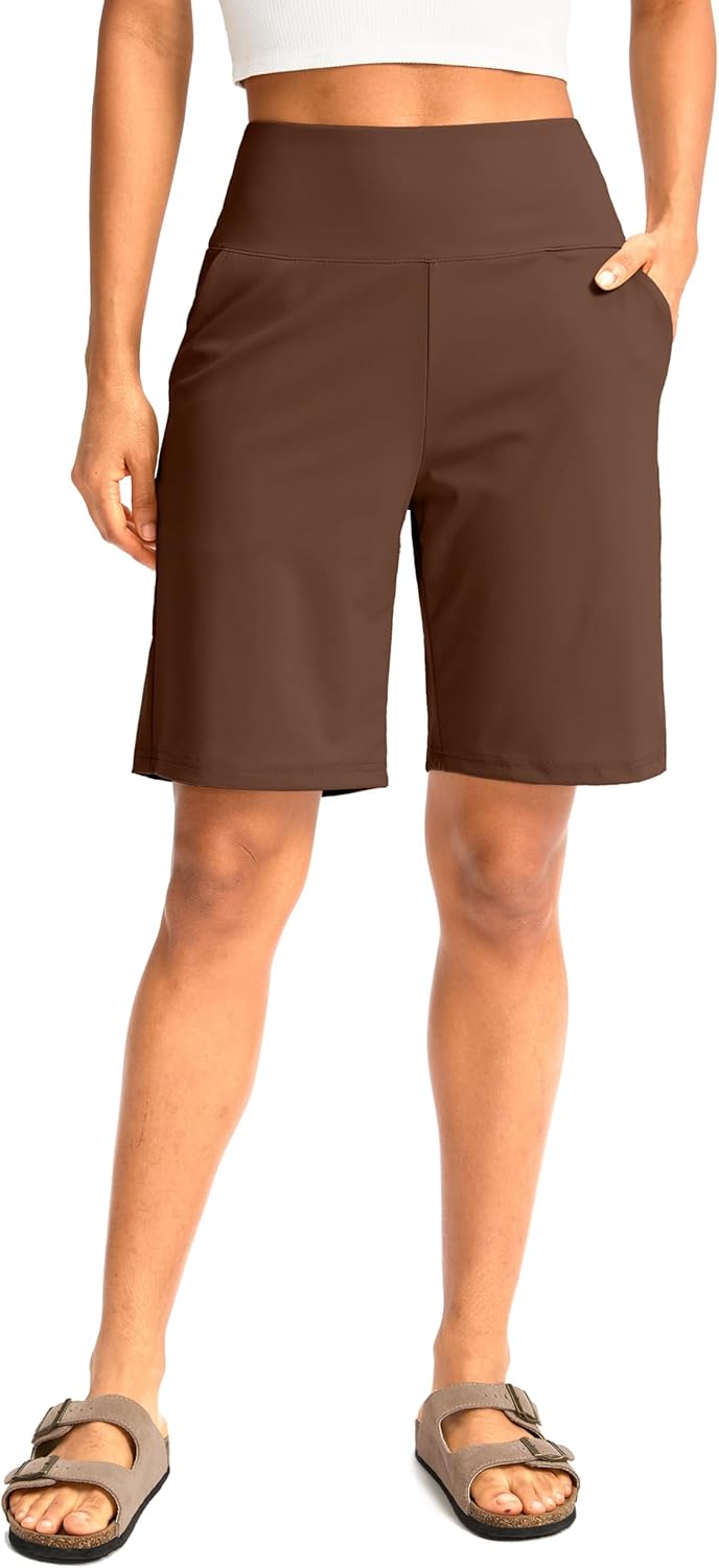 G Gradual Women's Bermuda Long Shorts with Pockets 9" High Waisted Knee Length Shorts for Women Walking Athletic Workout - Image 2