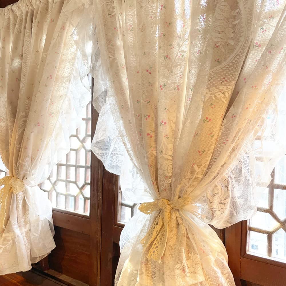 Tende Finestre Voile Tende Trasparenti Tende in Pizzo Tendine Finestra Nordeuropeo Tende di Livello per Camera da Letto/Soggiorno/Porta, 2 Pezzi (Size : WxH/210x200CM)