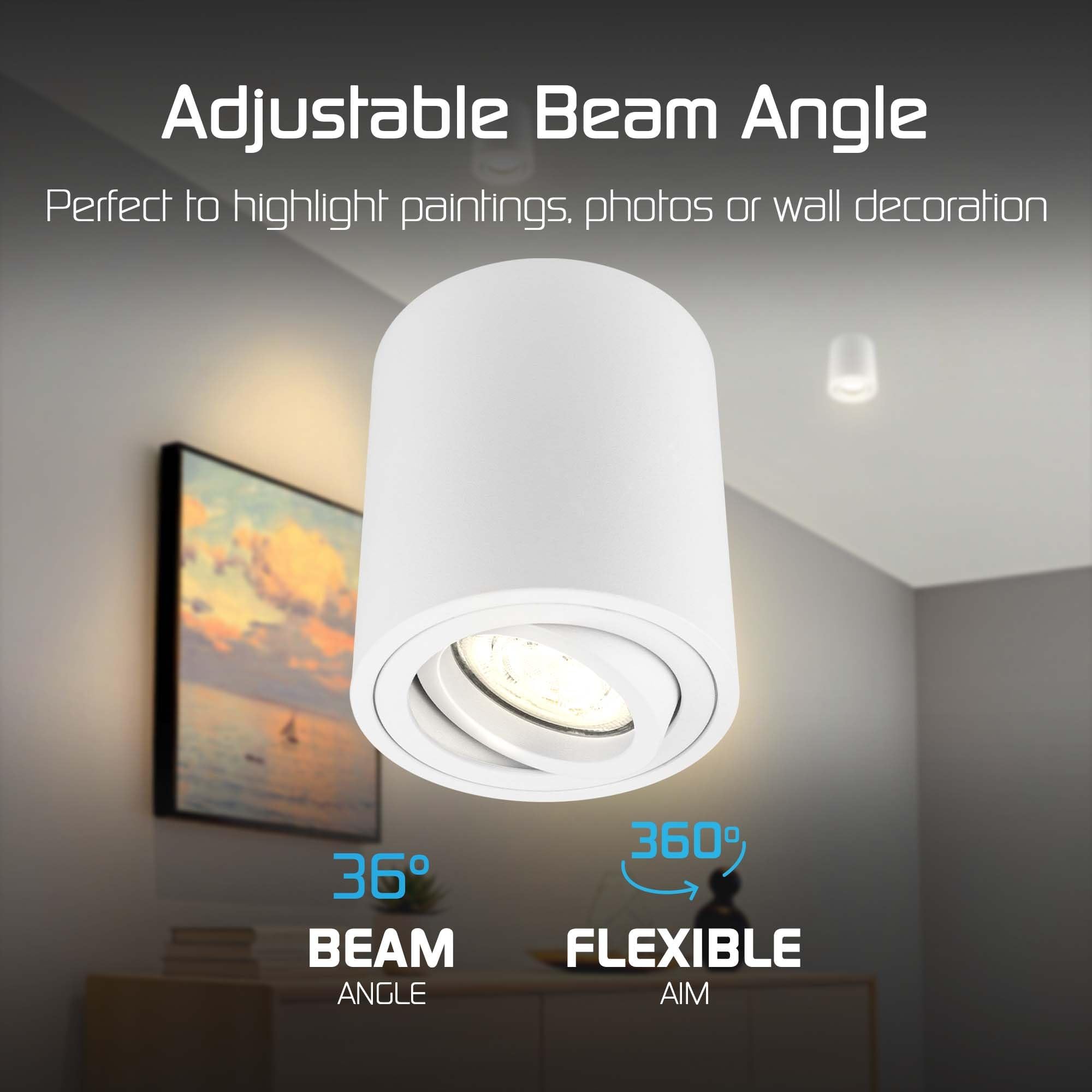 Ledvion 6er Set LED Aufbauspot Weiss Rund 3W Warmweiss | mit Leuchtmittel geliefert; fuer Decke Flur Kueche und Wohnraum
