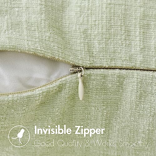 Image of MIULEE Pack of 2 Spring Light Green Couch Throw Pillow Covers 12x20 Inch Soft Chenille Lumbar Pillow Covers for Sofa Living Room Solid Dyed Cases