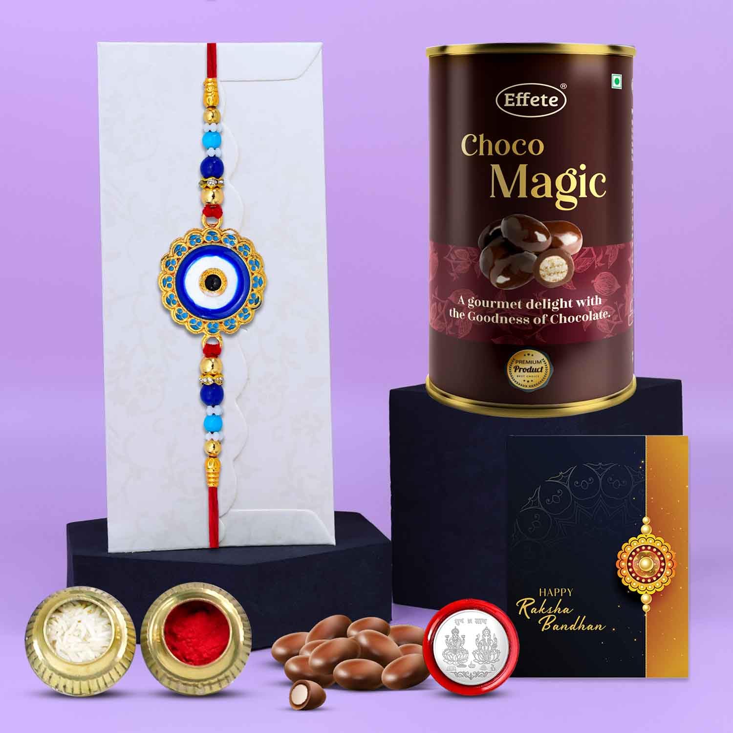 DeoDap (K1_418_EM) Rakhi Combo with Chocolate Magic | Rakhi for brother with gift | chocolate gift pack |rakhi with Chocolate Gift Hemper | Fancy Rakhi for men | Set of 1 |-image-21