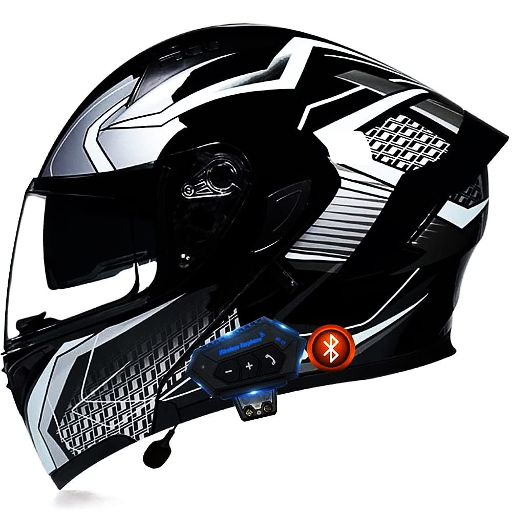 Casque Moto Bluetooth Modulable - Double Visière, ECE/DOT - Taille XXL (61-64 Cm) - Réduction Bruit - 8