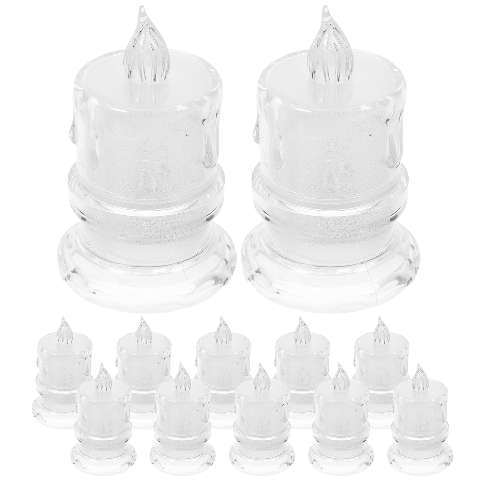 12 Candele Elettriche a LED senza Fiamma Trasparenti Lampade a Candela a Batteria Base Decorazioni per Matrimoni e Feste Luce Sicura e Atmosfera Romantica