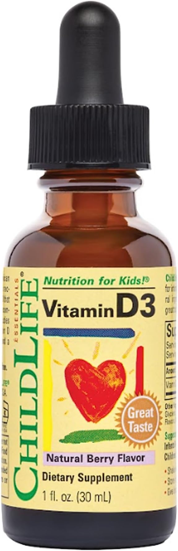 ChildLife Vitamin D3, Berry Flavor Glass Bottle, 1oz