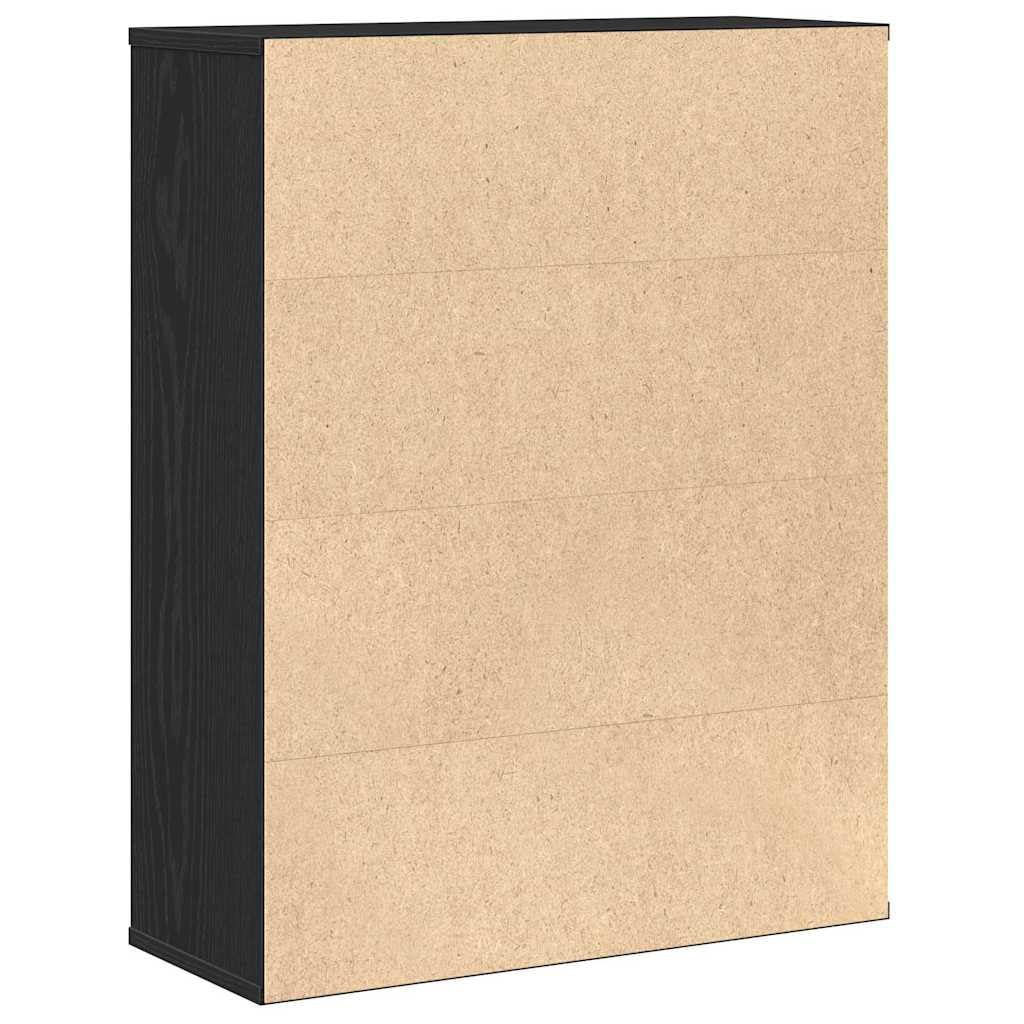 Bücherregal Schwarz Eichen-Optik Holzwerkstoff 60x24x76,5 cm Wandregal mit Flexibler Tür, Stauraum für Bücher, Büro und Sammlungen