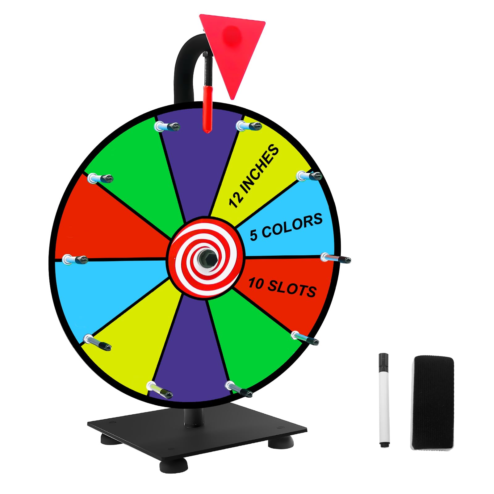 12" Heavy Duty Spinning Wheel for Prizes,10 Colorful Prize Slots Tabletop Spinner,Color Prize Wheel for Trade Show,Fortune Spinning Game,Carnival