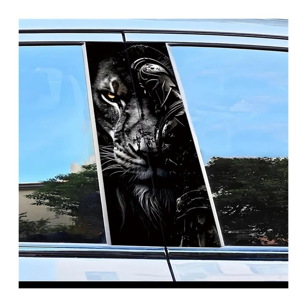 Car Parts 2pcs Car Door Post Decals Warrior Lion Head Scratch Resistant Personalized