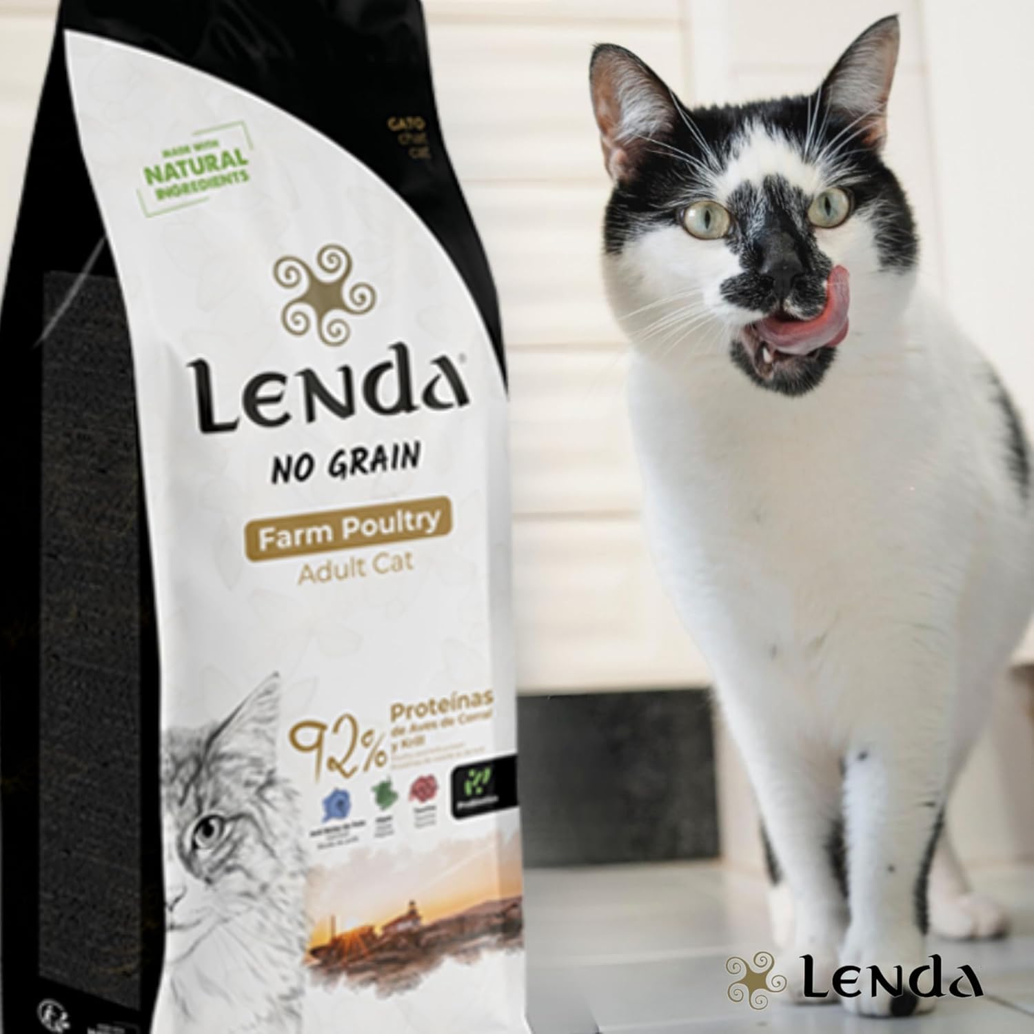 Lenda Chat Adulte Volailles 7Kg - Croquettes sans Céréales pour Chats Adultes - Nourriture Naturelle pour Chats avec Botaniques et Probiotiques - Hypoallergénique - Aliments Secs pour Chats