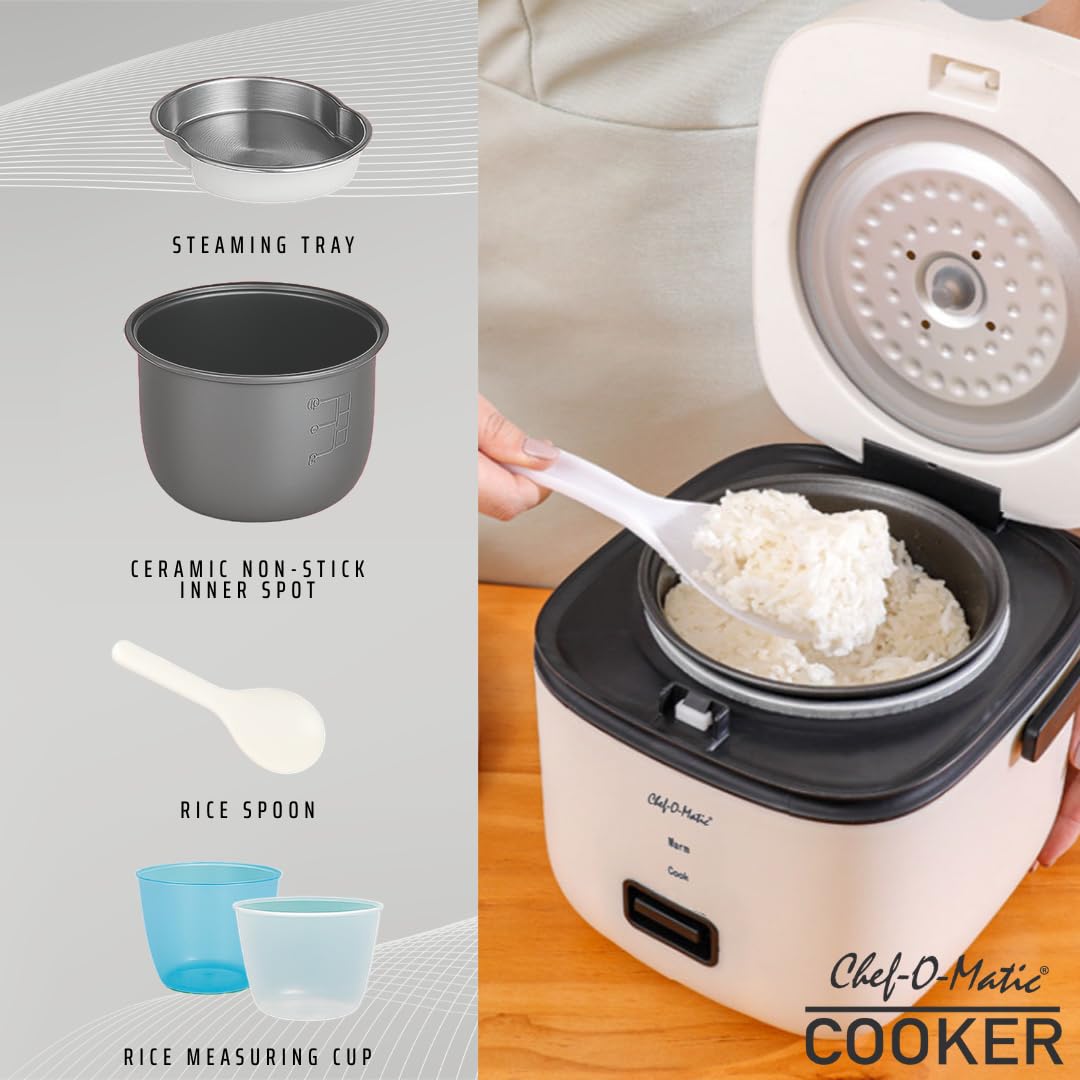 Pentola per riso Multi Cooker Portatile -1,2L- Vaporizziera elettrica, Spegnimento automatico | Cucina pasta, zuppe, stufati, ramen, pesce | Funzione mantieni caldo | Ideale per 1-2 persone