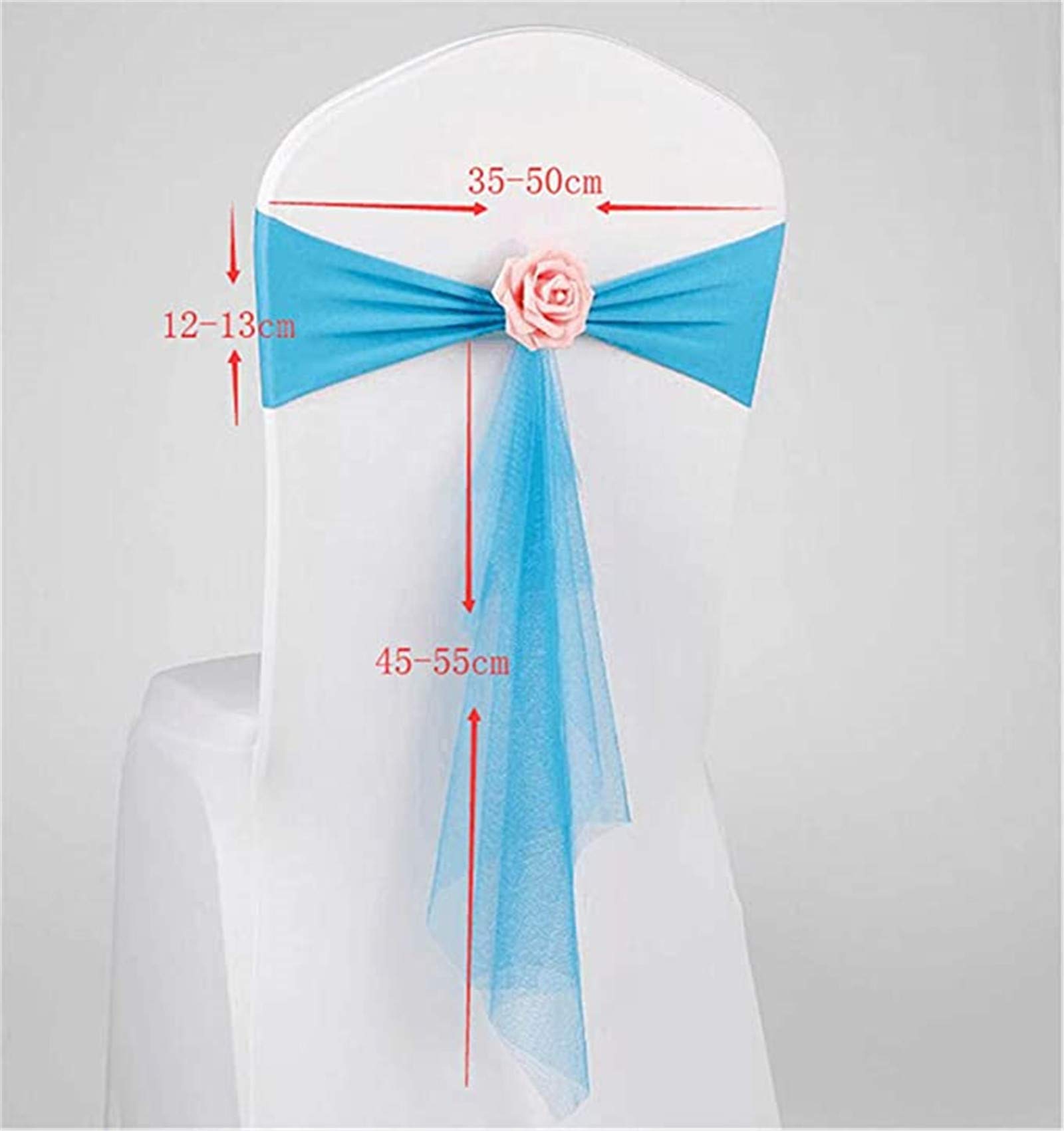 SWECOMZE Schleife Stuhlhussen Stuhl Schärpe Band Schleifenband Schleife Rose Dekorationen für Hochzeit Jahrestag Partys (Weiß,50 Stück)