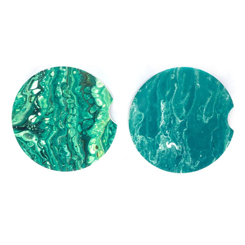 Upriver 2 Pack Car Coasters,2.56'' Absorbent Car Coasters, Car Coaster for Cup Holders, Cute Ceramic Car Drink Holder Coasters for Keep Cup Holder Clean