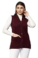 HIFZAA Wool V-Neck Sleeveless Sweater for Women with Pockets Cardigan Winter wear Sweaters for Ladies Plus Size Wine-3XL