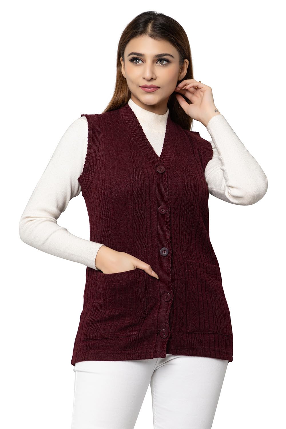 Sleeveless Sweater for Women with Pockets Cardigan Winter wear Sweaters for Ladies Plus Size M to 6XL