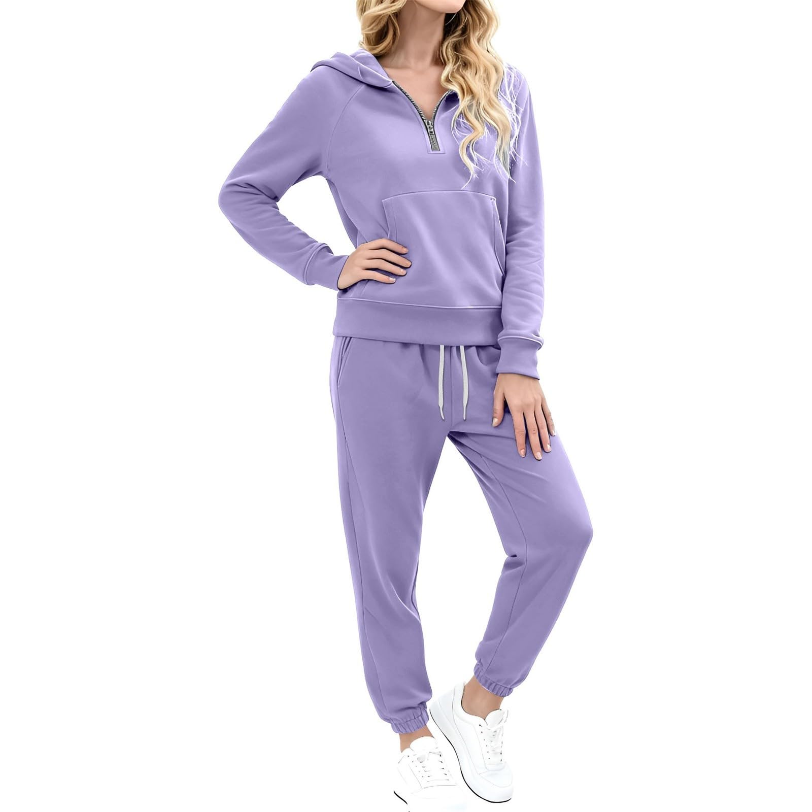 Hombre Conjunto con Capucha Cierre Claro 1/4 Top Pantalones De Correr | Chándal Hombre Conjunto de Correr Manga Larga Traje Deportivo Elástico Chándal Con Capucha Al Aire Libre