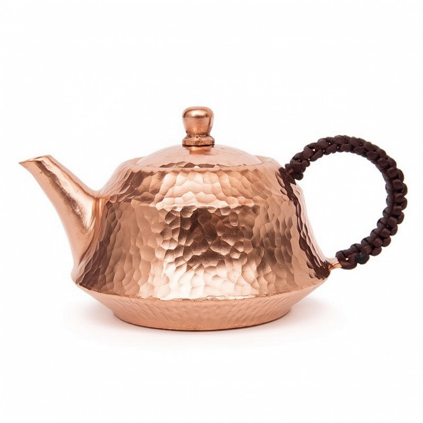 Teiera in Rame Martellato Tradizionale Teiera con Manico Laterale Elegante per Appassionati di Tè, Rame Originale, 300 Ml